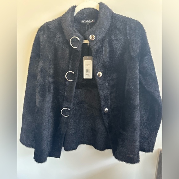 PICADILLY BLACK EMBELLISHED CLOSURE SHORT JACKET Size Small NWT - Picture 3 of 7